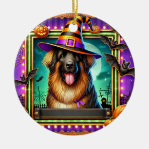 Halloween Dog With Witch Hat Ceramic Tree Decoration