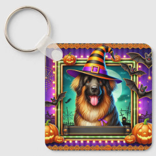 Halloween Dog With Witch Hat Key Ring