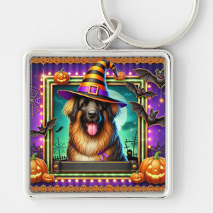 Halloween Dog With Witch Hat Key Ring