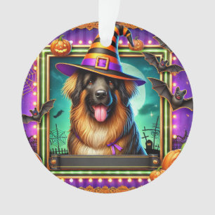 Halloween Dog With Witch Hat Ornament
