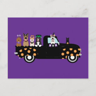 Halloween Dogs In A Pickup Truck Postcard