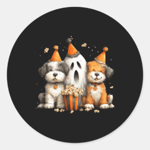 Halloween Dogs Popcorn Party Classic Round Sticker