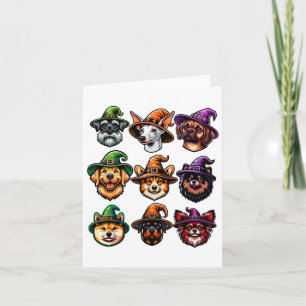 Halloween Dogs Wearing Witch Hats Card