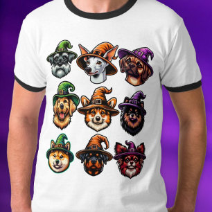 Halloween Dogs Wearing Witch Hats Shirt