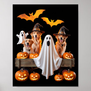 Halloween Dogs With Pumpkins And Bats For Pet Poster