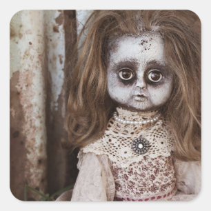Halloween doll square sticker