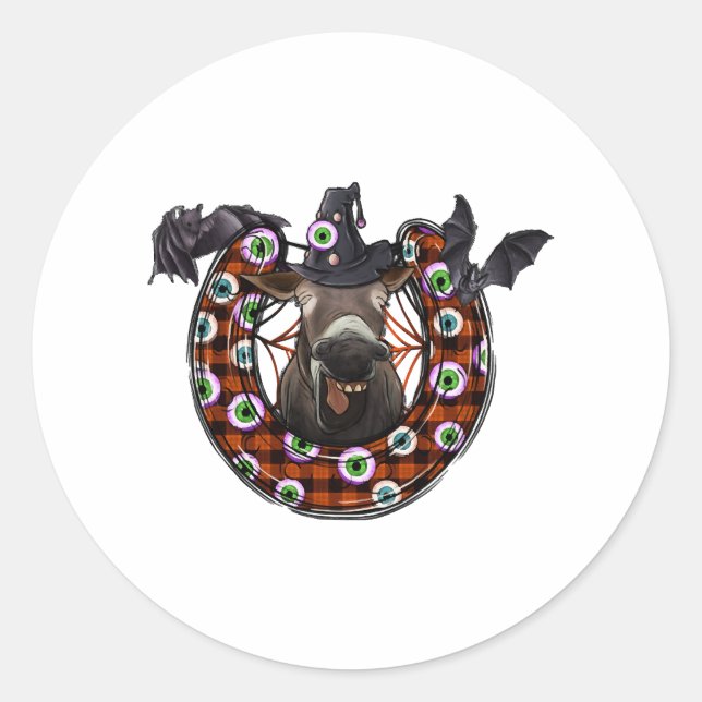 Halloween Donkey Classic Round Sticker (Front)