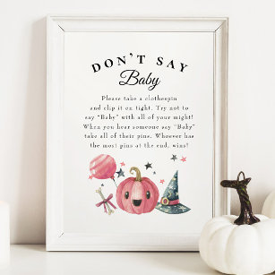 Halloween "Don't Say Baby" Baby Shower Game Poster