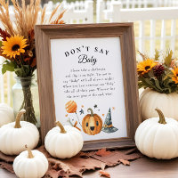 Halloween "Don't Say Baby" Baby Shower Game Poster