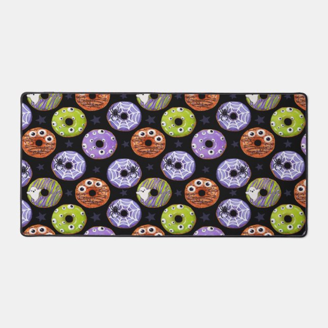 Halloween Donuts Pattern. Scary Doughnut Pattern. Desk Mat (Front)