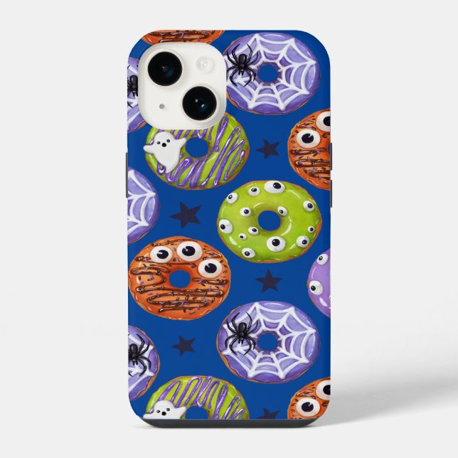 Halloween Donuts Pattern. Scary Doughnut Pattern. iPhone Case (Back)