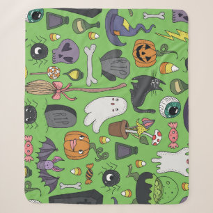Halloween Doodle: Cute Seamless Concept Sherpa Blanket