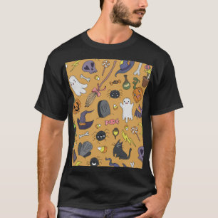 Halloween Doodle Objects Seamless Pattern T-Shirt