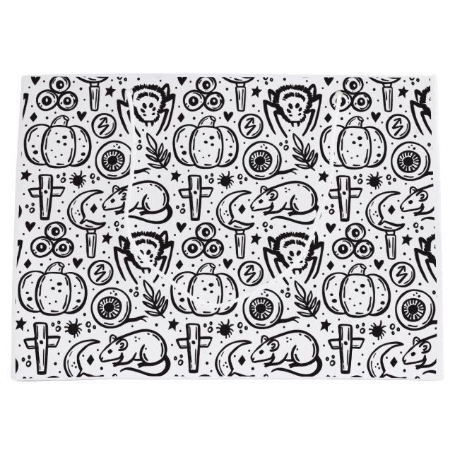 Halloween doodle pattern. large gift bag (Front)