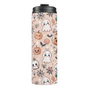 Halloween Doodle Pattern with Ghosts & Pumpkins 2 Thermal Tumbler