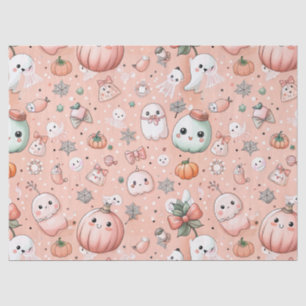 Halloween Doodle Pattern with Ghosts & Pumpkins Tissue Paper