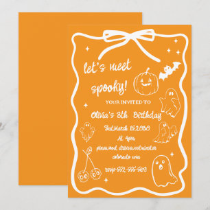 halloween doodle spooky season girls birthday invitation