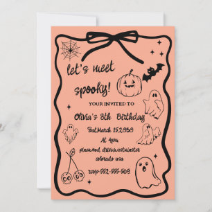 halloween doodle spooky season girls birthday  invitation