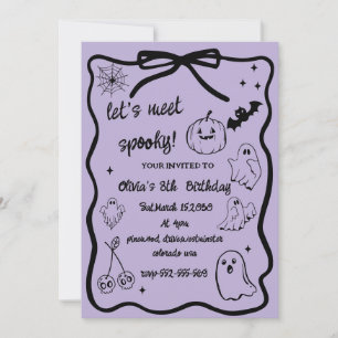 halloween doodle spooky season girls birthday  invitation