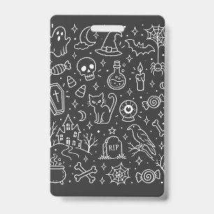 Halloween doodles back ID badge