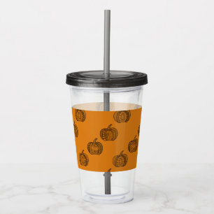 Halloween doodles boho mandala pumpkins Autumn Acrylic Tumbler