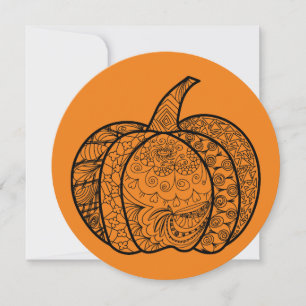Halloween doodles boho mandala pumpkins Autumn Invitation