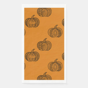 Halloween doodles boho mandala pumpkins Autumn Napkin