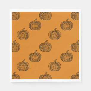 Halloween doodles boho mandala pumpkins Autumn Napkin