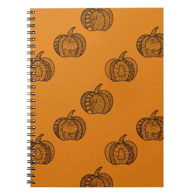 Halloween doodles boho mandala pumpkins Autumn Notebook (Front)