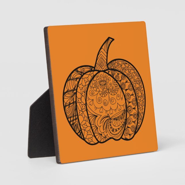 Halloween doodles boho mandala pumpkins Autumn Plaque (Front)