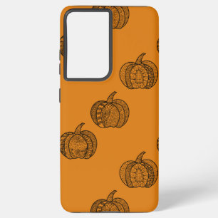 Halloween doodles boho mandala pumpkins Autumn Samsung Galaxy Case