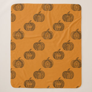 Halloween doodles boho mandala pumpkins Autumn Sherpa Blanket