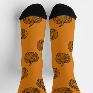 Halloween doodles boho mandala pumpkins Autumn Socks
