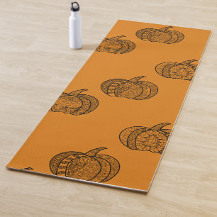 Halloween doodles boho mandala pumpkins Autumn Yoga Mat