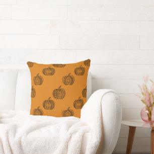 Halloween doodles boho zentangles pumpkins Autumn Cushion