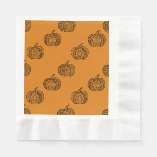 Halloween doodles boho zentangles pumpkins Autumn Napkin