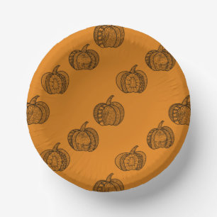 Halloween doodles boho zentangles pumpkins Autumn Paper Plate
