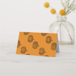Halloween doodles boho zentangles pumpkins Autumn Place Card