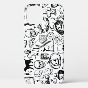 Halloween Doodles Collection, Vintage Style. iPhone 12 Case