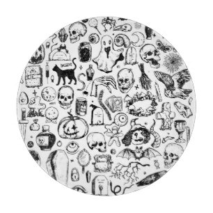 Halloween Doodles Collection, Vintage Style. Cutting Board