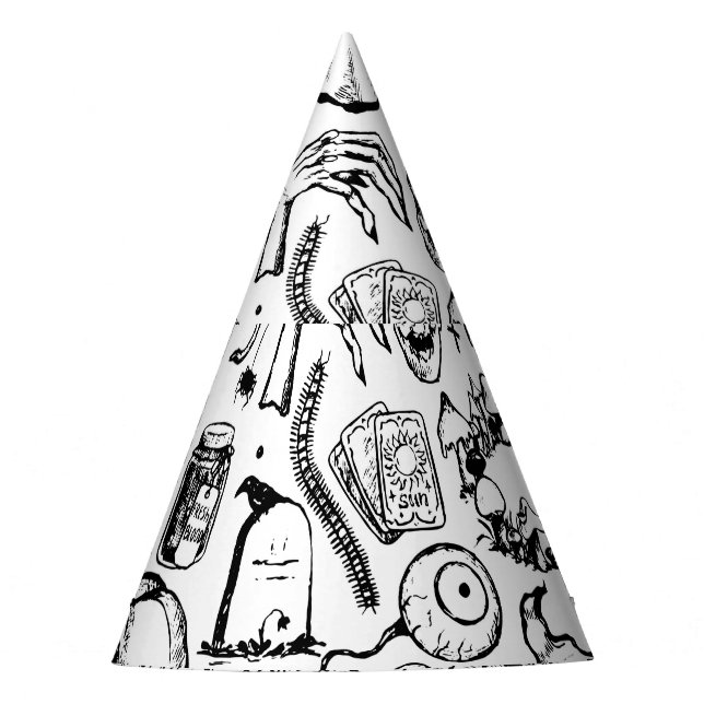 Halloween Doodles Collection, Vintage Style. Party Hat (Front)