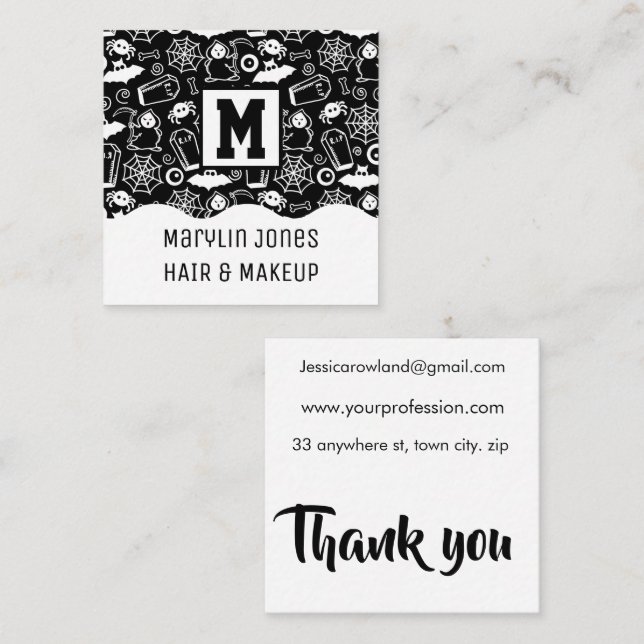 HALLOWEEN DOODLES PATTERNS SQUARE BUSINESS CARD (Front/Back)