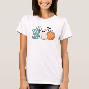 Halloween Doodles Shirt for Women Cute Boo Vintage