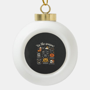 Halloween Doodles Tis the Season Witch Design Ceramic Ball Christmas Ornament