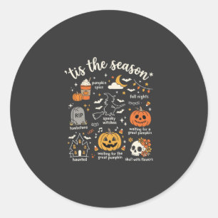 Halloween Doodles Tis the Season Witch Design Classic Round Sticker
