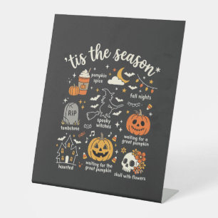 Halloween Doodles Tis the Season Witch Design Pedestal Sign