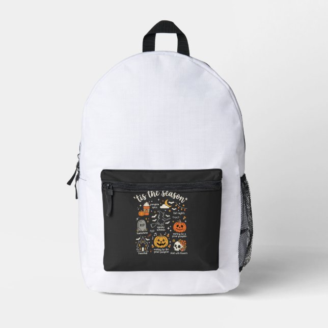 Halloween Doodles Tis the Season Witch Design Printed Backpack (Front)