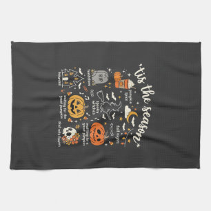Halloween Doodles Tis the Season Witch Design Tea Towel