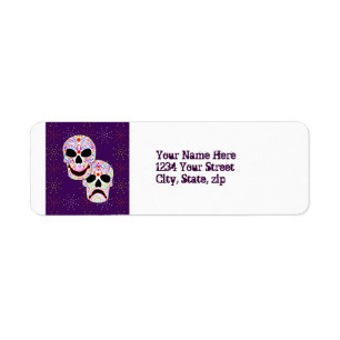 Halloween DOTD Comedy-Tragedy Skulls address label