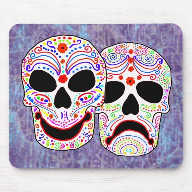 Halloween DOTD Comedy-Tragedy Skulls Mouse Mat (Front)
